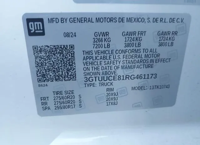 3GTUUCE81RG461173 2024 2024 GMC Sierra- 1500 4Wd  Standard 9