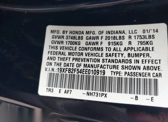 19XFB2F54EE010919 2014 2014 Honda Civic- LX 9