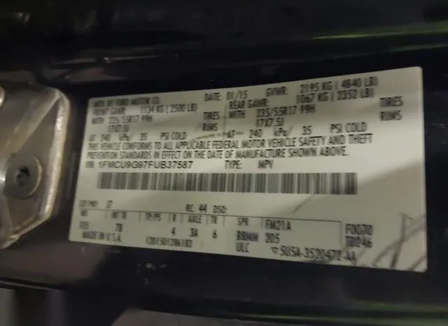 1FMCU9G97FUB37587 2015 2015 Ford Escape- SE 9