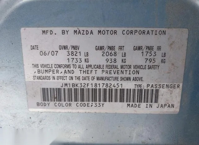 JM1BK32F181782451 2008 2008 Mazda 3- I 9