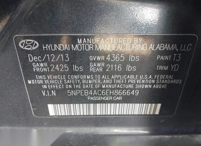 5NPEB4AC6EH866649 2014 2014 Hyundai Sonata- Gls 9