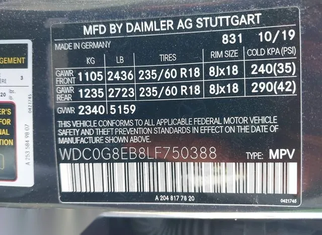 WDC0G8EB8LF750388 2020 2020 Mercedes-Benz GLC 300- 4Matic 9