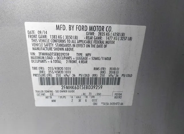 2FMHK6DT5EBD39259 2014 2014 Ford Flex- Limited 9