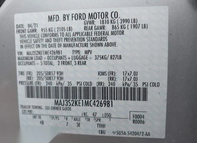 MAJ3S2KE1MC426981 2021 2021 Ford Ecosport- Titanium 9