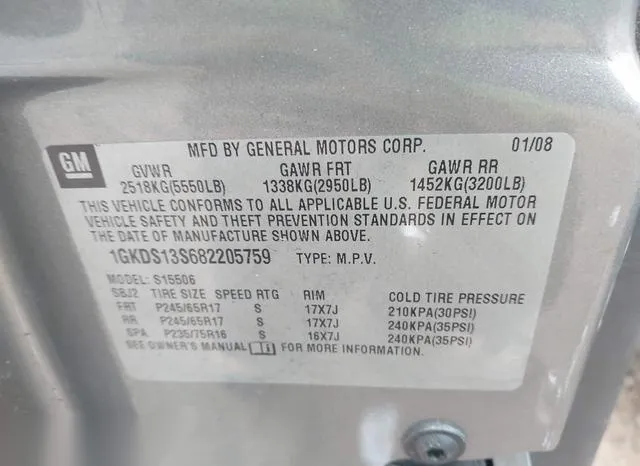 1GKDS13S682205759 2008 2008 GMC Envoy- Sle 9