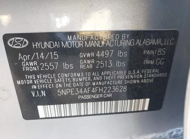 5NPE34AF4FH223628 2015 2015 Hyundai Sonata- Sport 9