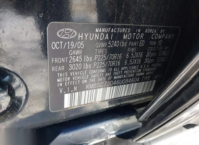 KM8SC73D46U084604 2006 2006 Hyundai Santa Fe- Gls 9