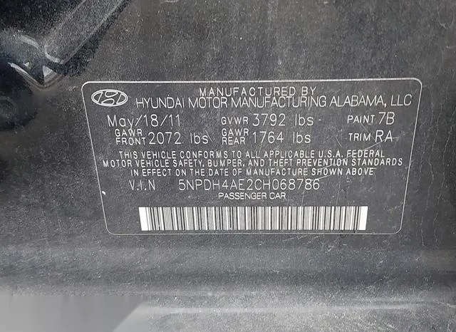 5NPDH4AE2CH068786 2012 2012 Hyundai Elantra- Gls/Limited 9