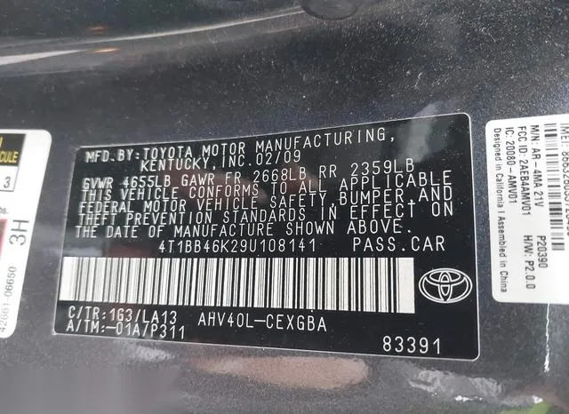 4T1BB46K29U108141 2009 2009 Toyota Camry- Hybrid 9