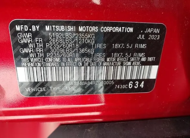 JA4J4UA84RZ010005 2024 2024 Mitsubishi Outlander- Es 2-5 S-Awc 9