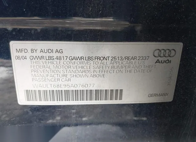 WAULT68E95A076077 2005 2005 Audi A4- 3-0 9