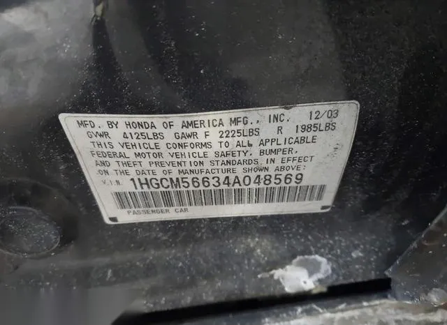 1HGCM56634A048569 2004 2004 Honda Accord- 2-4 EX 9