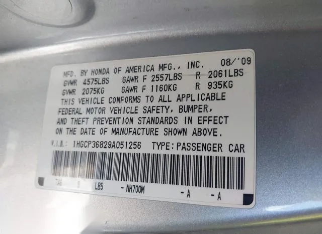 1HGCP36829A051256 2009 2009 Honda Accord- 3-5 Ex-L 9