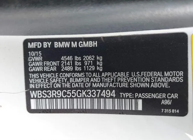 WBS3R9C55GK337494 2016 2016 BMW M4 9