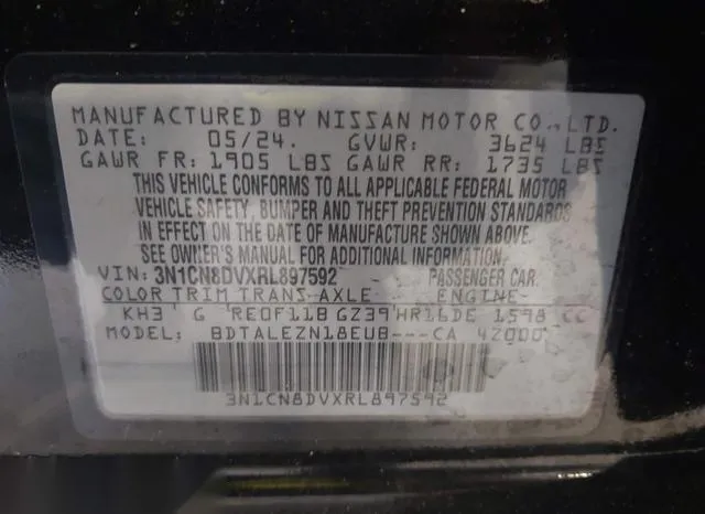 3N1CN8DVXRL897592 2024 2024 Nissan Versa- 1-6 S 9