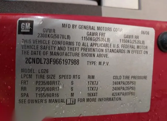 2CNDL73F966197988 2006 2006 Chevrolet Equinox- LT 9