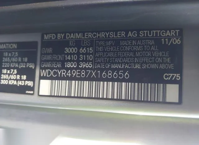 WDCYR49E87X168656 2007 2007 Mercedes-Benz G 500- 4Matic 9