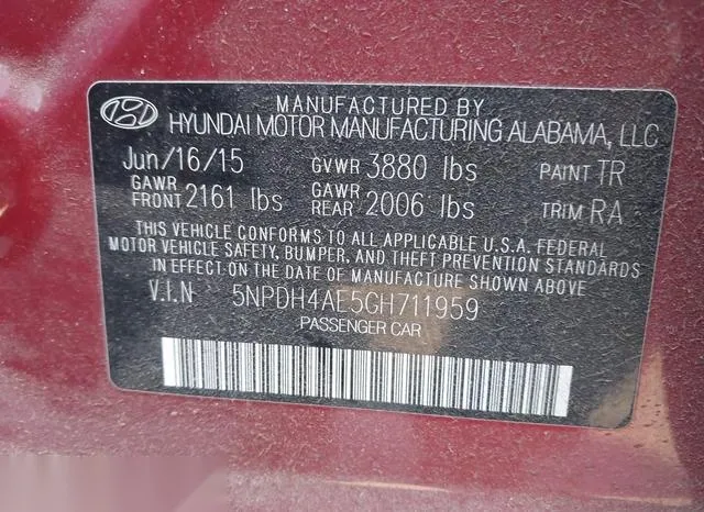 5NPDH4AE5GH711959 2016 2016 Hyundai Elantra- SE 9