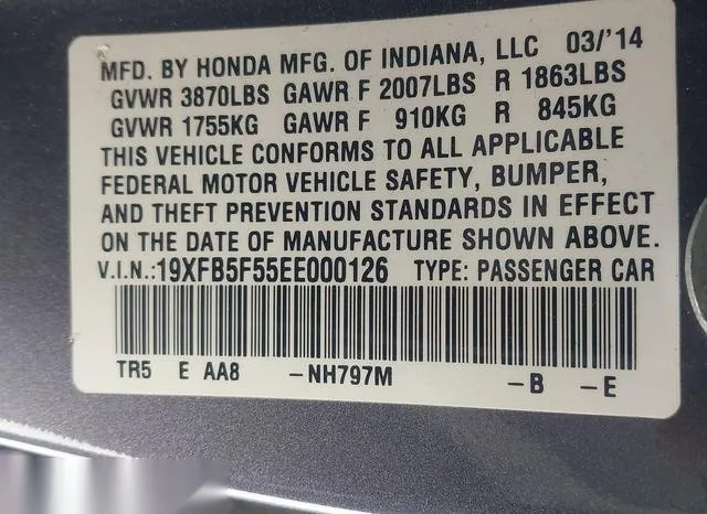 19XFB5F55EE000126 2014 2014 Honda Civic- Natural Gas 9