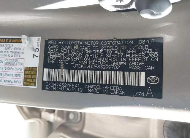 JTDKB20U683299702 2008 2008 Toyota Prius 9