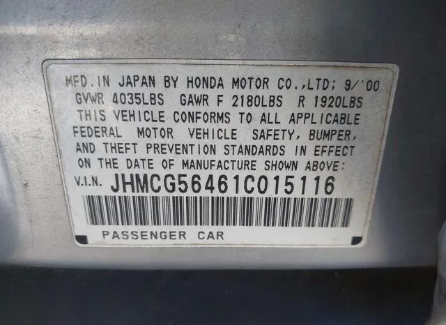 JHMCG56461C015116 2001 2001 Honda Accord- 2-3 LX 9