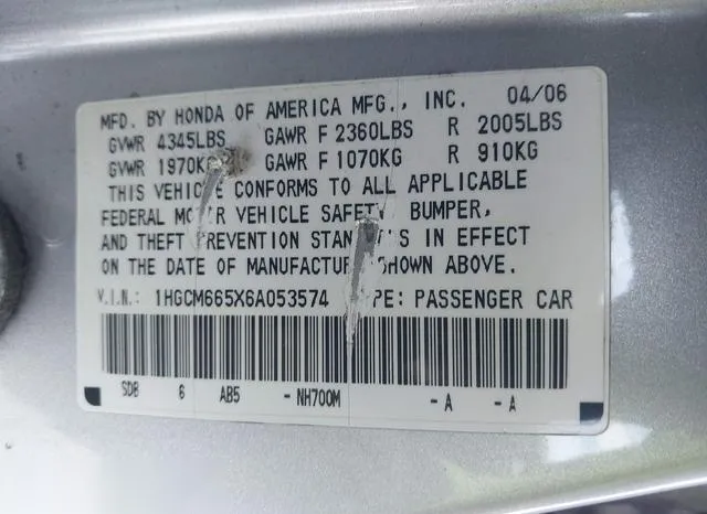 1HGCM665X6A053574 2006 2006 Honda Accord- 3-0 EX 9