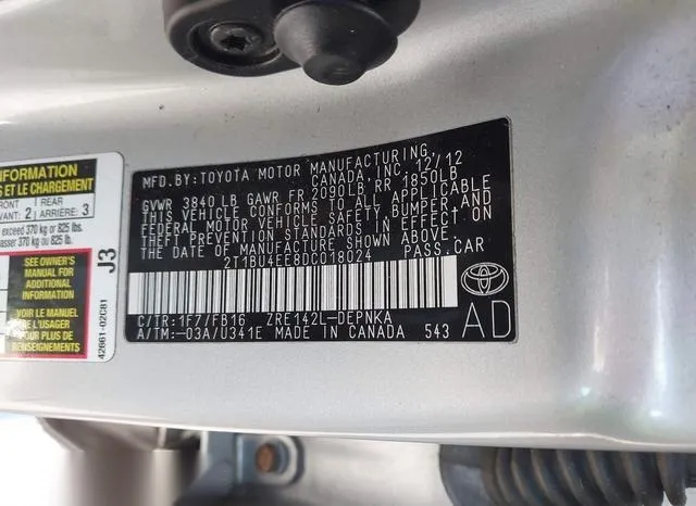 2T1BU4EE8DC018024 2013 2013 Toyota Corolla- LE 9