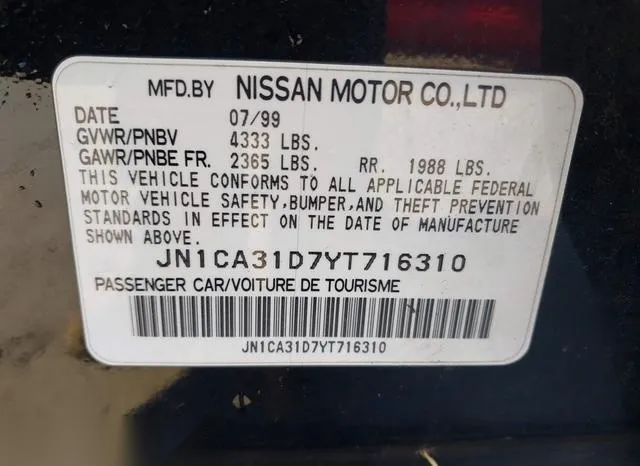 JN1CA31D7YT716310 2000 2000 Nissan Maxima- Gle/Gxe/Se 9