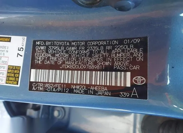 JTDKB20U097889811 2009 2009 Toyota Prius 9