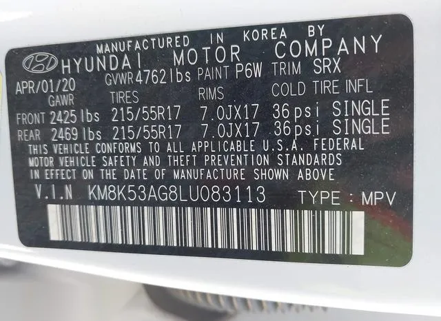 KM8K53AG8LU083113 2020 2020 Hyundai Kona- Electric Ultimate 9