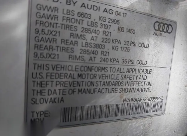 WA1VAAF78HD056375 2017 2017 Audi Q7- 3-0T Premium 9