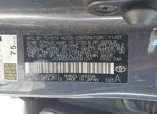 JTDKB20U383341291 2008 2008 Toyota Prius 9