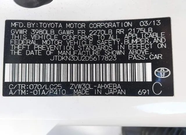 JTDKN3DU2D5617823 2013 2013 Toyota Prius- Three Se 9