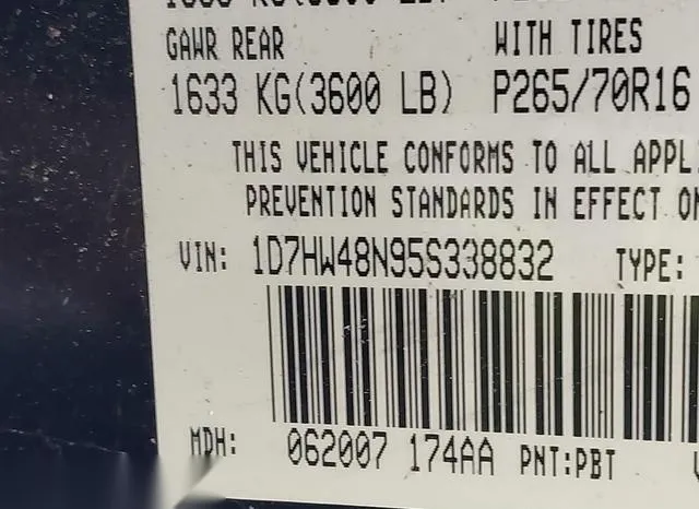 1D7HW48N95S338832 2005 2005 Dodge Dakota- Slt 9