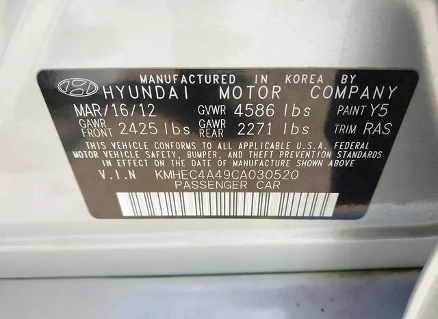 KMHEC4A49CA030520 2012 2012 Hyundai Sonata- Hybrid 9