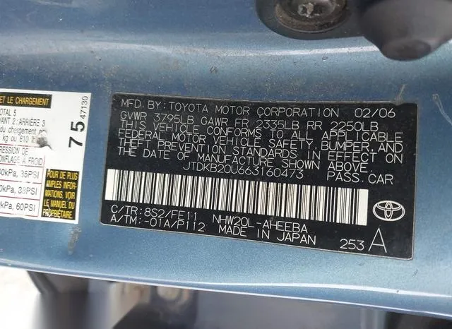 JTDKB20U663160473 2006 2006 Toyota Prius 9