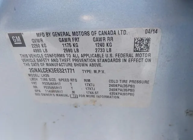 2GNALCEK3E6321771 2014 2014 Chevrolet Equinox- 2LT 9