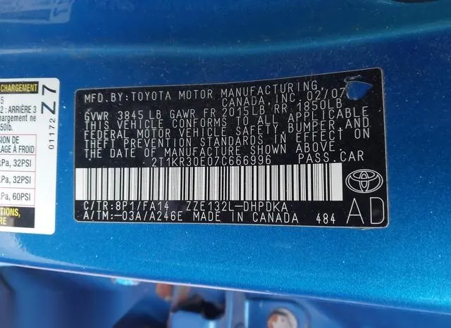 2T1KR30E07C666996 2007 2007 Toyota Matrix 9