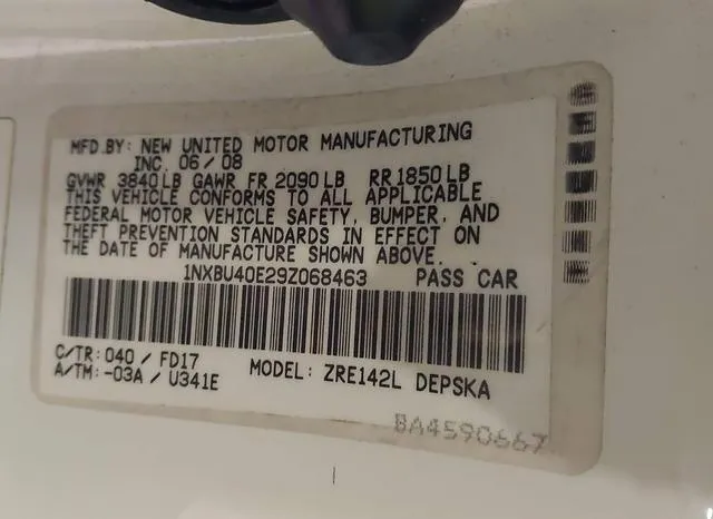 1NXBU40E29Z068463 2009 2009 Toyota Corolla- S 9