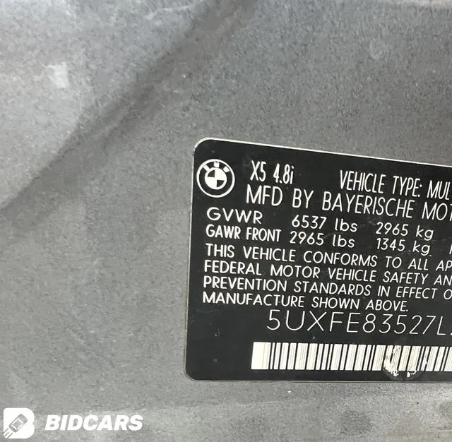 5UXFE83527LZ44584 2007 2007 BMW X5- 4-8I 8