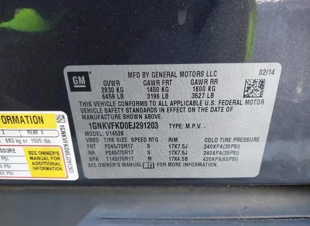 1GNKVFKD0EJ291203 2014 2014 Chevrolet Traverse- LS 9