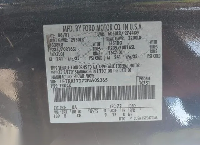 1FTRX17272NA02365 2002 2002 Ford F-150- Xl/Xlt 9