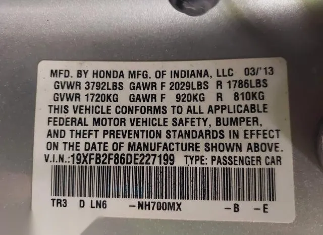 19XFB2F86DE227199 2013 2013 Honda Civic- EX 9