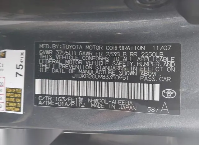 JTDKB20U983350951 2008 2008 Toyota Prius 9