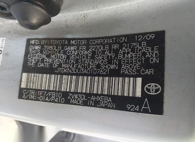 JTDKN3DU3A0107621 2010 2010 Toyota Prius- II 9