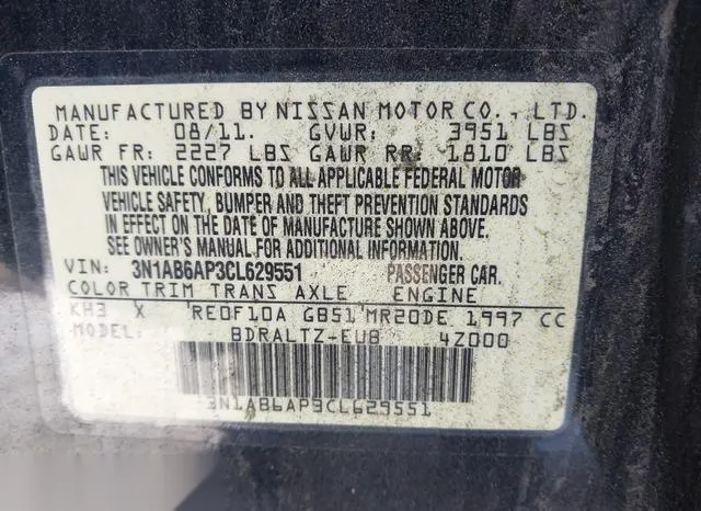 3N1AB6AP3CL629551 2012 2012 Nissan Sentra- 2-0 S 9