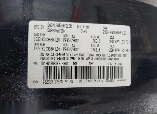 1D4HB48N65F612991 2005 2005 Dodge Durango- Slt 9