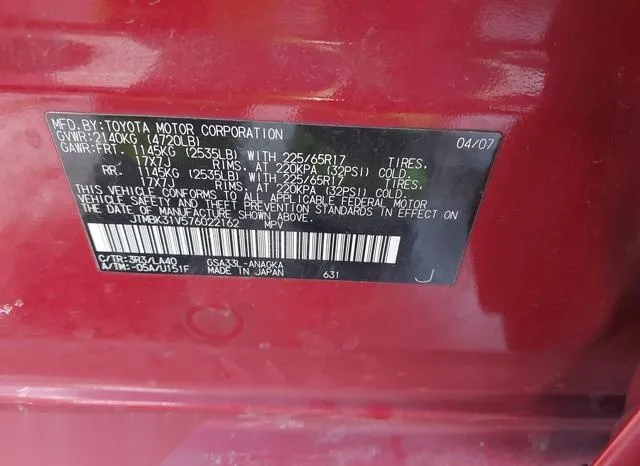 JTMBK31V576022162 2007 2007 Toyota RAV4- Limited V6 9