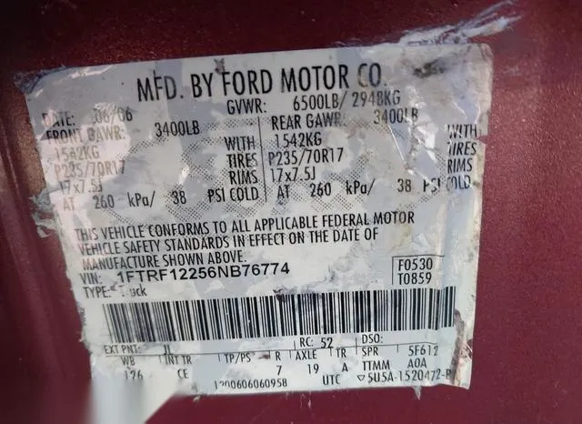 1FTRF12256NB76774 2006 2006 Ford F-150- Stx/Xl/Xlt 9