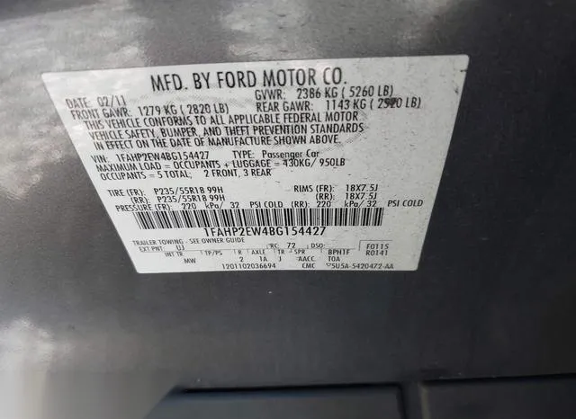 1FAHP2EW4BG154427 2011 2011 Ford Taurus- Sel 9